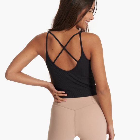 Vuori Tops - Vuori Rib Crop Tank Top Black